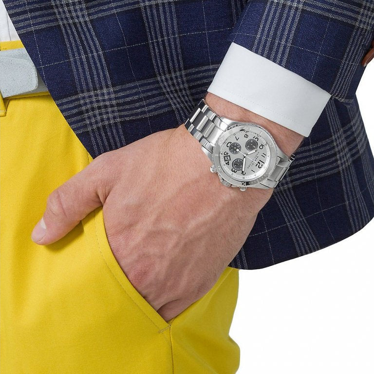 Marc Jacobs Marc Chronograph Silver Dial Silver Steel Strap Watch for Men - MBM3155 Buy Now By Marc Jacobs