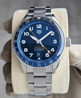 Tag Heuer Autavia Cosc GMT Automatic Blue Dial Silver Steel Strap Watch for Men - WBE511A.BA0650