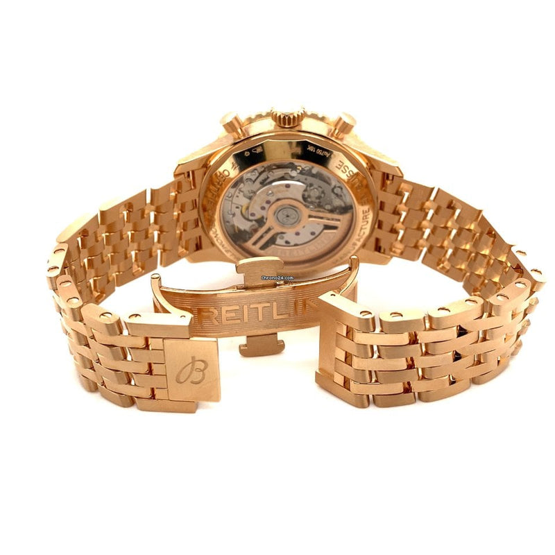Shop Breitling Navitimer B01 Chronograph 43 Black Dial Rose Gold Steel Strap Watch for Men - RB0138211B1R1 in USA