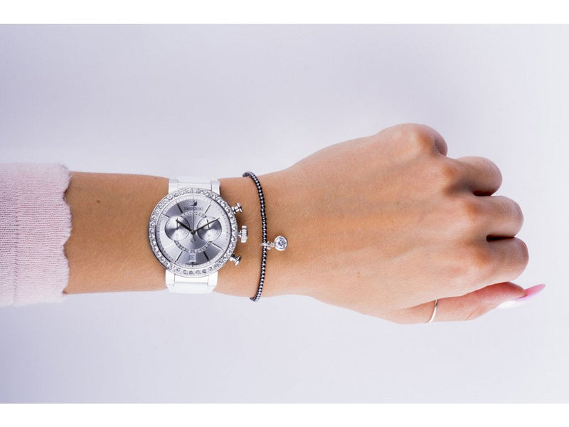 Swarovski Citra Sphere Chronograph White Dial White Leather Strap Watch for Women - 5027127 Buy Now By Swarovski