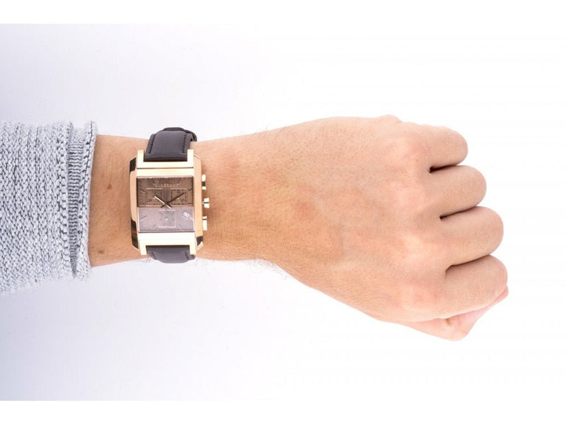 Burberry Heritage Chronograph Square Grey Dial Brown Leather Strap Watch for Men - BU1566 Buy Now By Burberry