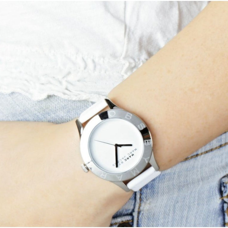 Marc Jacobs Blade White Dial White Leather Strap Watch for Women - MBM1200 Buy Now By Marc Jacobs