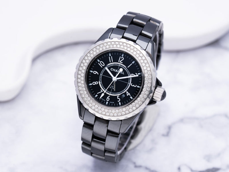 Chanel J12 Quartz Diamond Black Dial Black Steel Strap Watch for Women - J12 H6419