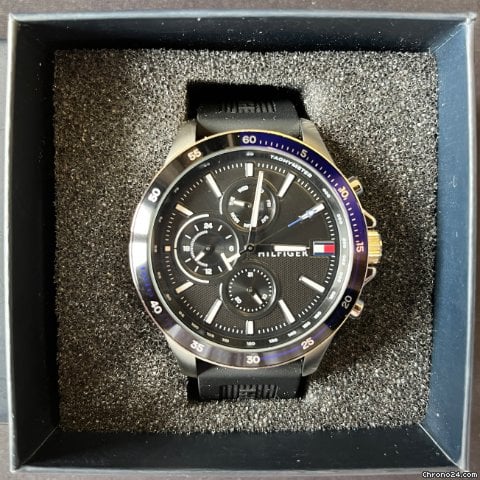 Tommy Hilfiger Bank Quartz Black Dial Black Rubber Strap Watch for Men - 1791724 Buy Now By Tommy Hilfiger