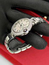 Shop Cartier Ballon Bleu De Cartier Diamonds Silver Dial Silver Steel Strap Watch for Women - WE902035 in USA