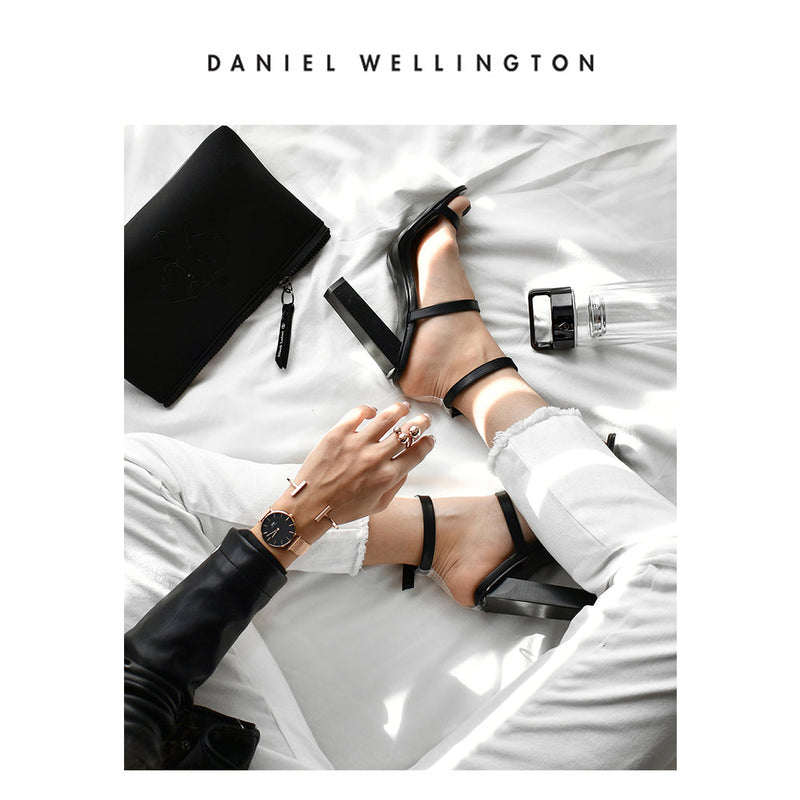 Daniel Wellington Classic Petite Melrose Black Dial Rose Gold Mesh Bracelet Watch For Women - DW00100217 Buy Now By Daniel Wellington