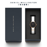 Daniel Wellington Classic Petite Dover Black Dial White NATO Strap Watch For Women - DW00100314