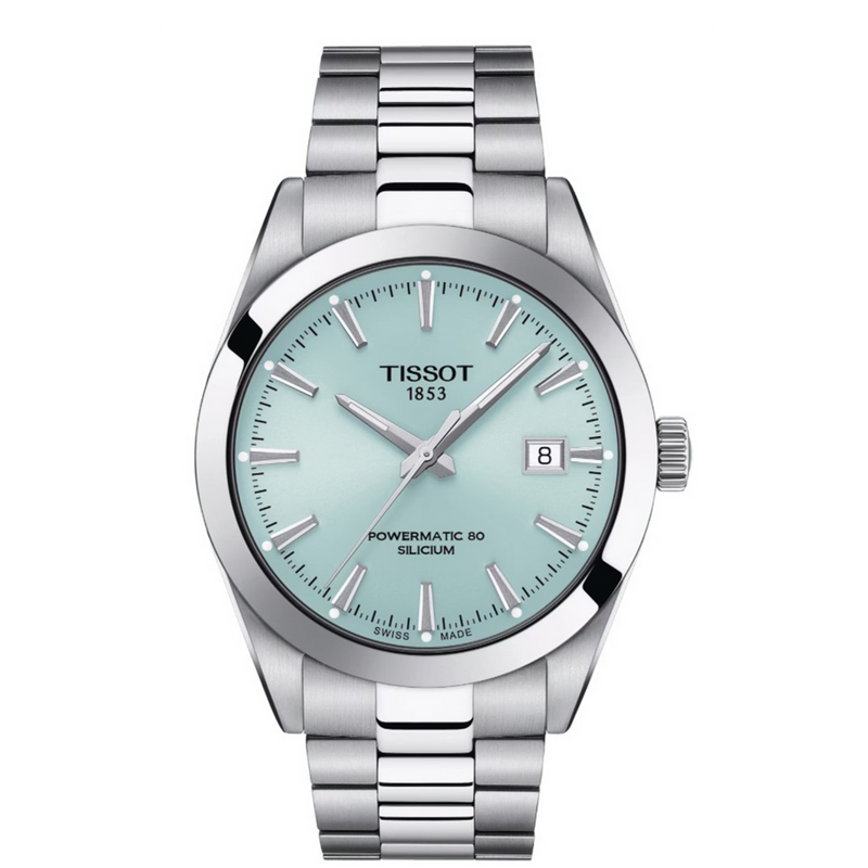 Tissot Gentleman Powermatic 80 Silicium Ice Blue Silver Steel Strap Watch For Men - T127.407.11.351.00 Buy Now By Tissot