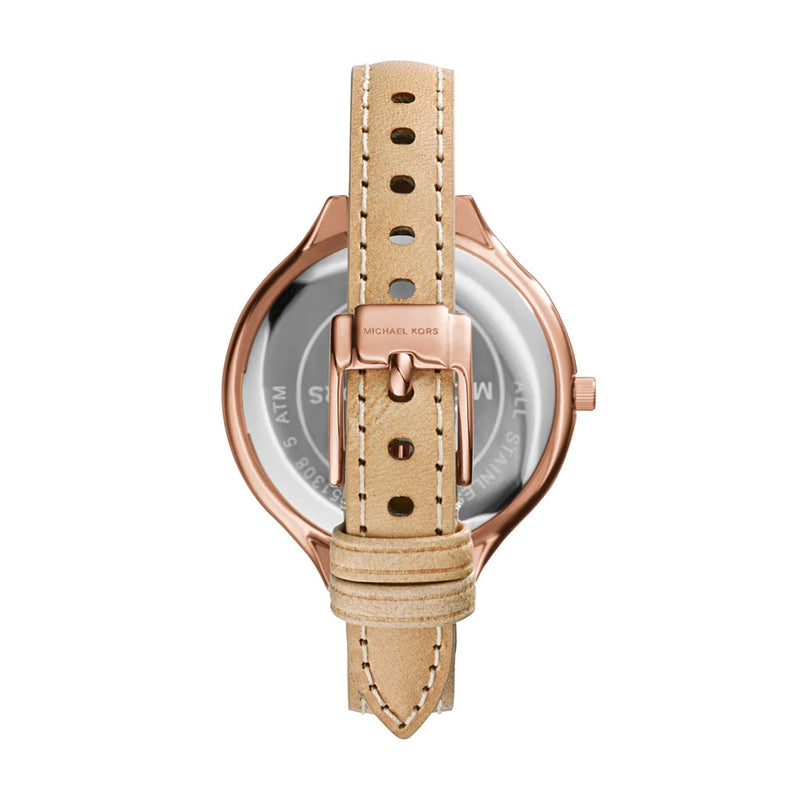 Michael Kors Runway Slim Quartz White Dial Beige Leather Strap Watch For Women - MK2284 Buy Now By Michael Kors