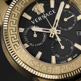 Versace Greca Action Chronograph Black Dial Gold Steel Strap Watch For Men - VE3J00622 Buy Now By Versace