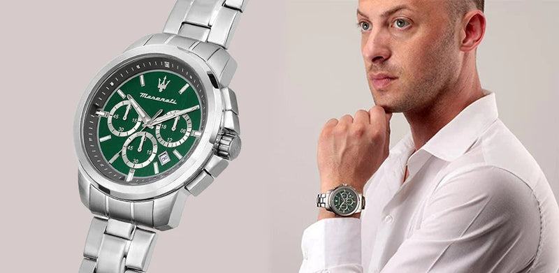 Maserati Successo Chronograph Green Dial Silver Steel Strap Watch For Men - R8873621017 Buy Now By Maserati