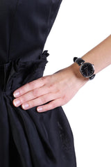 Shop Gucci Diamantissima Diamonds Black Dial Black Leather Strap Watch For Women - YA141403 in USA