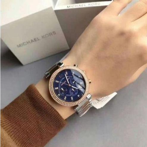 Michael Kors Parker Blue Dial Two Tone Steel Strap Watch for Women - MK6141 Buy Now By Michael Kors