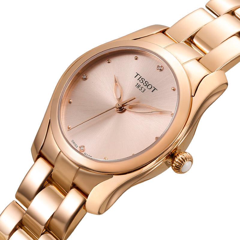 Tissot T Wave Cream Dial Rose Gold Steel Strap Watch For Women - T112.210.33.451.00 Buy Now By Tissot