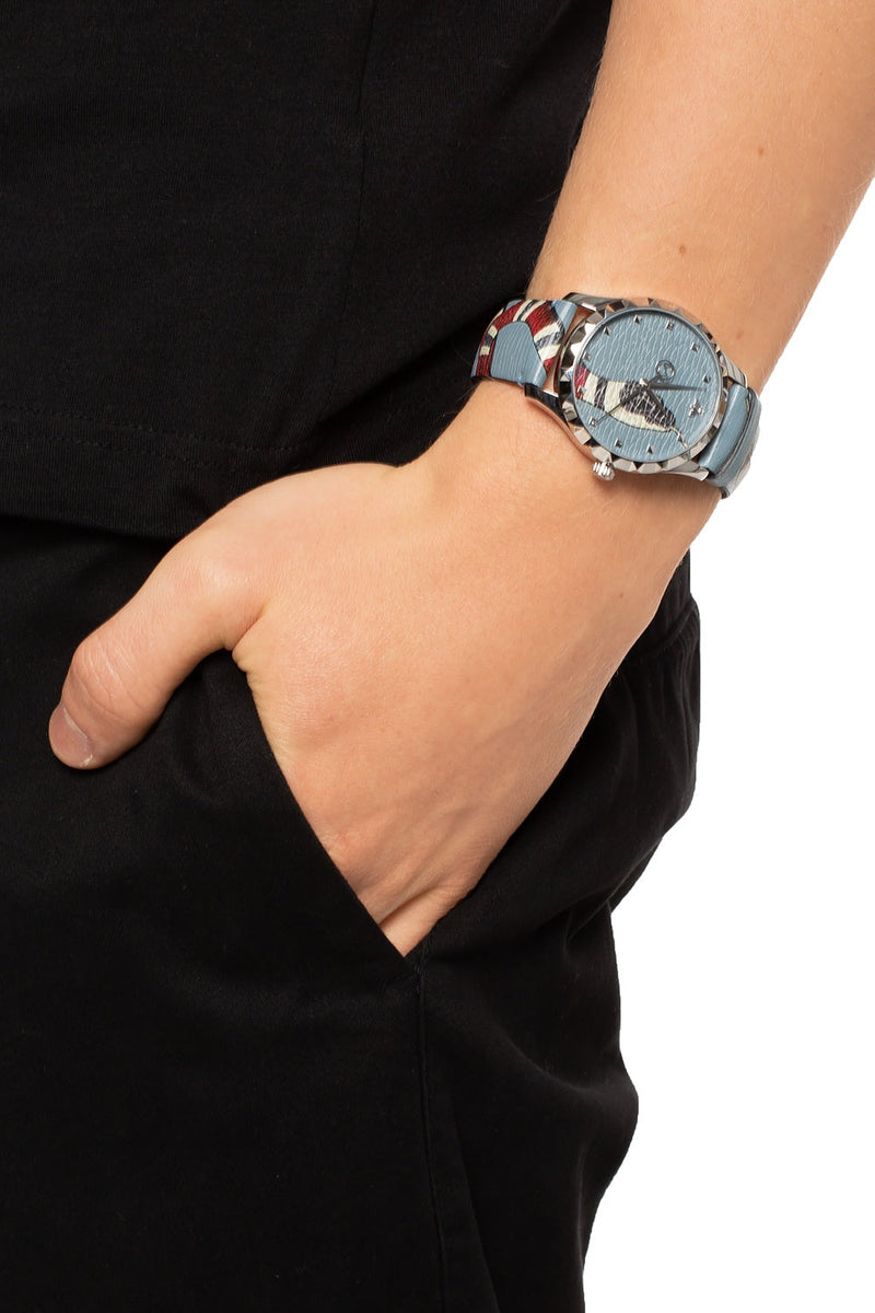 Shop Gucci G Timeless Quartz Blue Dial Blue Leather Strap Watch For Men - YA1264080 in USA