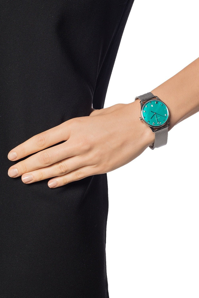 Gucci G-Timeless Turquiose Mother of Pearl Dial Silver Mesh Bracelet Watch For Women - YA1264039 Buy Now By Gucci