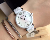 Emporio Armani Giannti T Bar Quartz Mother of Pearl Dial White Steel Strap Watch For Women - AR1485 Buy Now By Emporio Armani