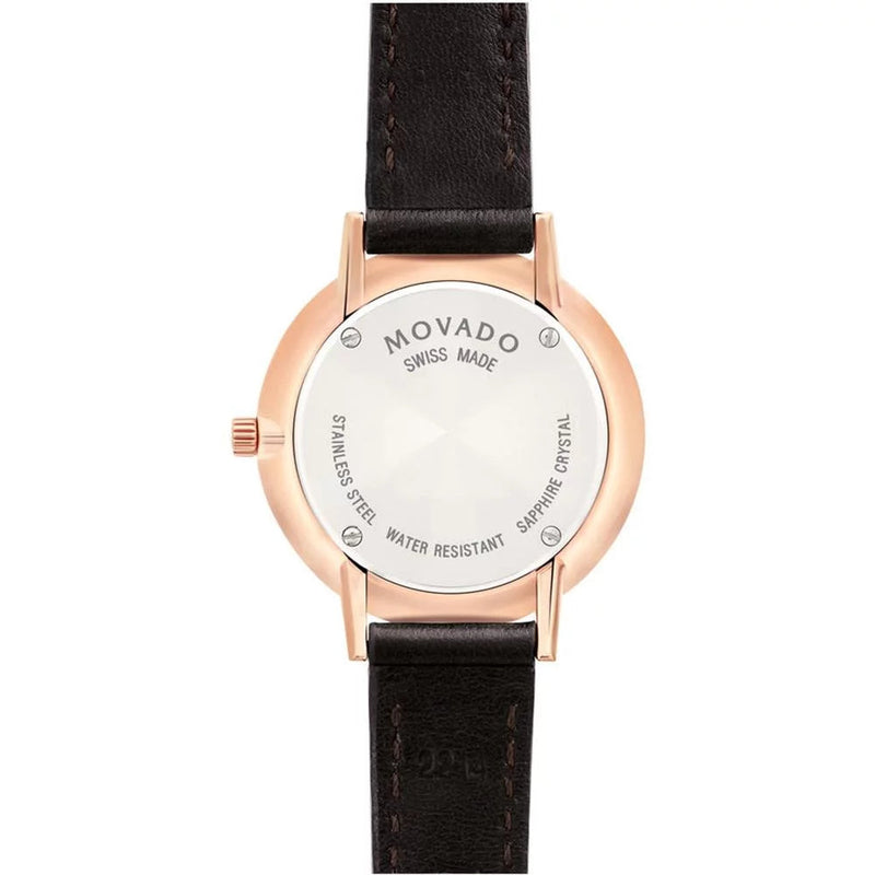 Movado Ultra Slim White Dial Brown Leather Strap Watch For Women - 0607096 Buy Now By Movado