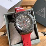 Guess Legacy Black Dial Red Silicone Strap Watch for Men - W1049G6 Buy Now By Guess