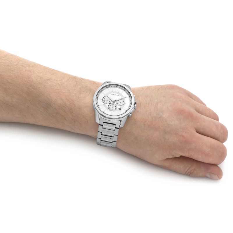 Armani Exchange Outerbanks Chronograph Silver Dial Silver Steel Strap Watch For Men - AX7141 Buy Now By Armani Exchange