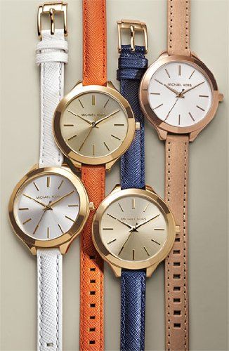 Michael Kors Runway Quartz Gold Dial Blue Leather Strap Watch For Women - MK2285 Buy Now By Michael Kors
