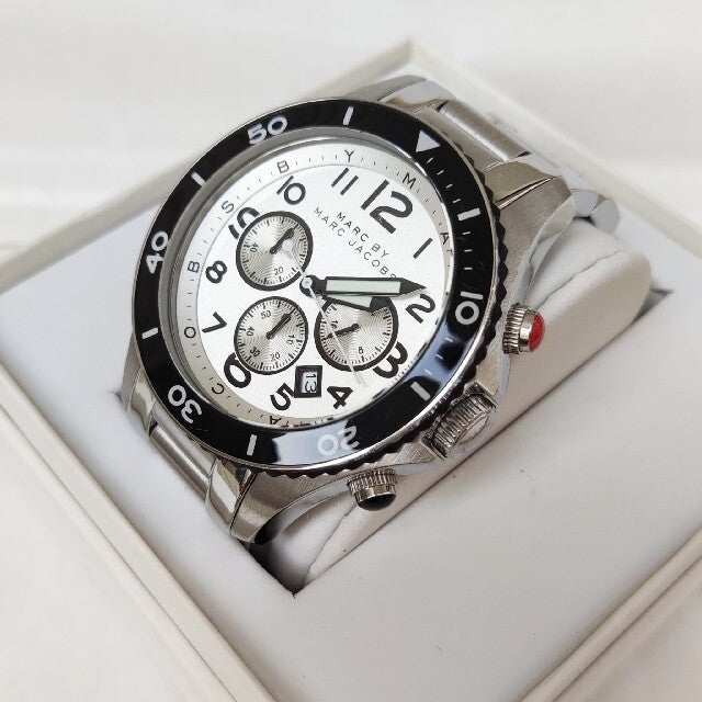 Marc Jacobs Rock Chronograph White Dial Silver Steel Strap Watch for Men - MBM5027 Buy Now By Marc Jacobs