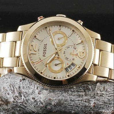 Fossil Boyfriend Gold Dial Gold Steel Strap Watch for Women - ES3884 Buy Now By Fossil