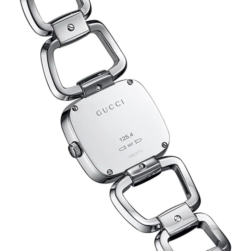 Shop Gucci G Gucci Black Dial Silver Steel Strap Watch For Women - YA125510 in USA