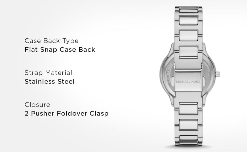 Michael Kors Sage Three-Hand Mother of Pearl White Dial Silver Steel Strap Watch for Women - MK4824 Buy Now By Michael Kors