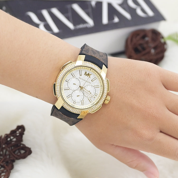 Michael Kors Sidney Multifunction White Dial Brown Leather Strap Watch For Women - MK6948 Buy Now By Michael Kors