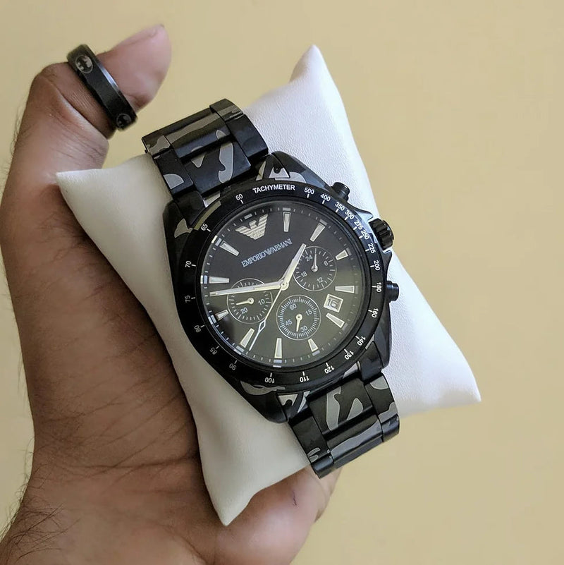 Emporio Armani Sportivo Quartz Black Dial Black Steel Strap Watch For Men - AR11027 Buy Now By Emporio Armani
