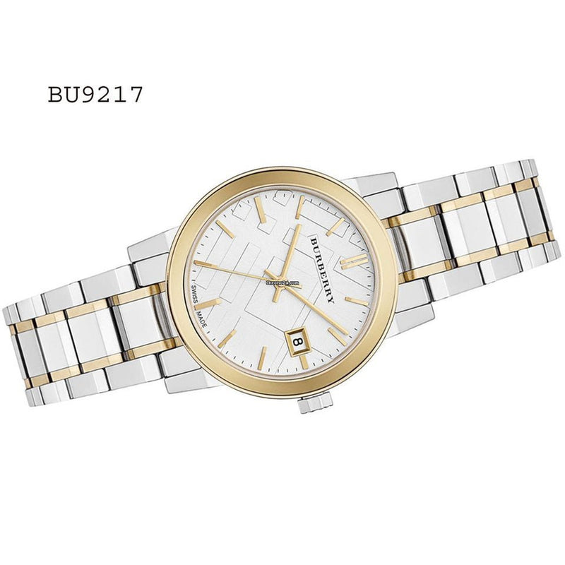 Shop Burberry The City Silver Dial Two Tone Steel Strap Watch for Women - BU9217 in USA