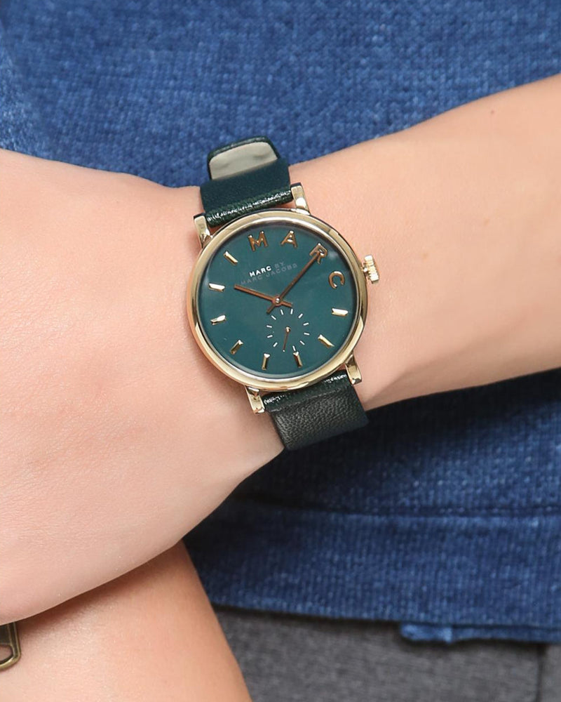 Marc Jacobs Baker Green Dial Green Leather Strap Watch for Women - MBM1268 Buy Now By Marc Jacobs