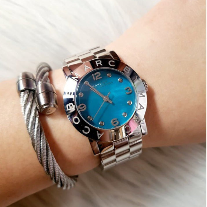 Marc Jacobs Amy Blue Dial Silver Steel Strap Watch for Women - MBM3272 Buy Now By Marc Jacobs