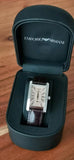 Emporio Armani Classic Beige Dial Brown Leather Strap Watch For Women - AR0155