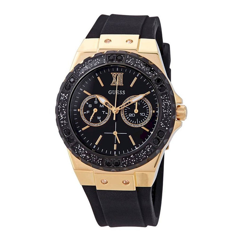 Shop Guess Black Dial Black Rubber Strap Watch For Women - W1053L7 in USA
