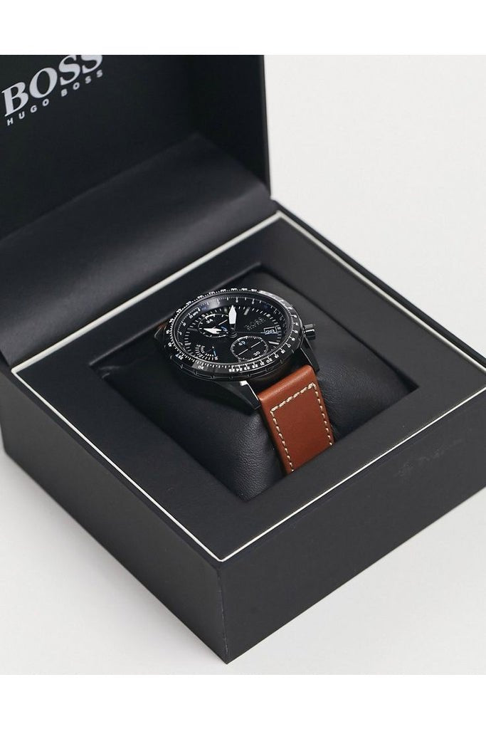 Hugo Boss Pilot Black Dial Brown Leather Strap Watch for Men - 1513851 Buy Now By Hugo Boss