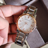 Burberry The City White Dial Two Tone Steel Strap Watch for Women - BU9006