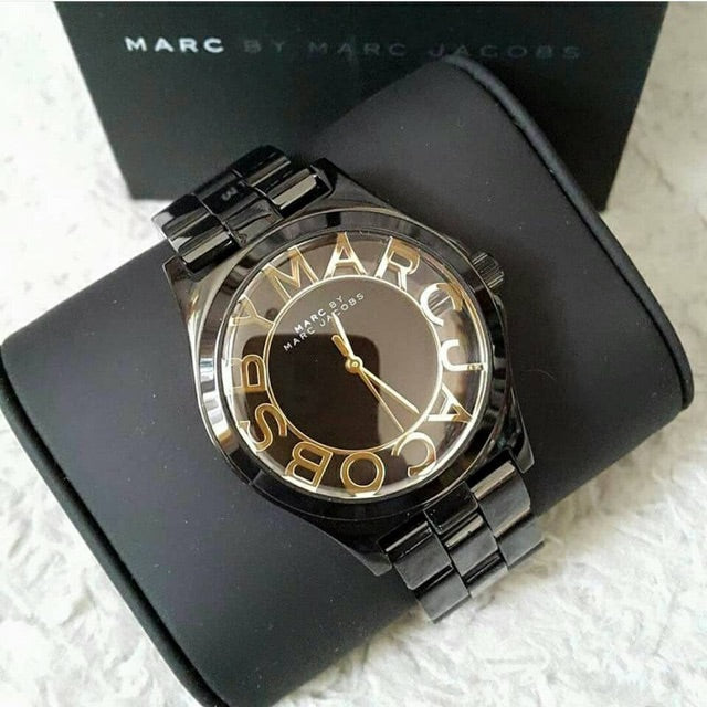 Marc Jacobs Henry Transparent Black Dial Black Steel Strap Watch for Women - MBM3255 Buy Now By Marc Jacobs