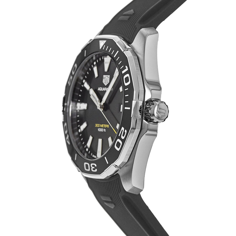 Tag Heuer Aquaracer Quartz Black Dial Black Rubber Strap Watch for Men - WAY101A.FT6141