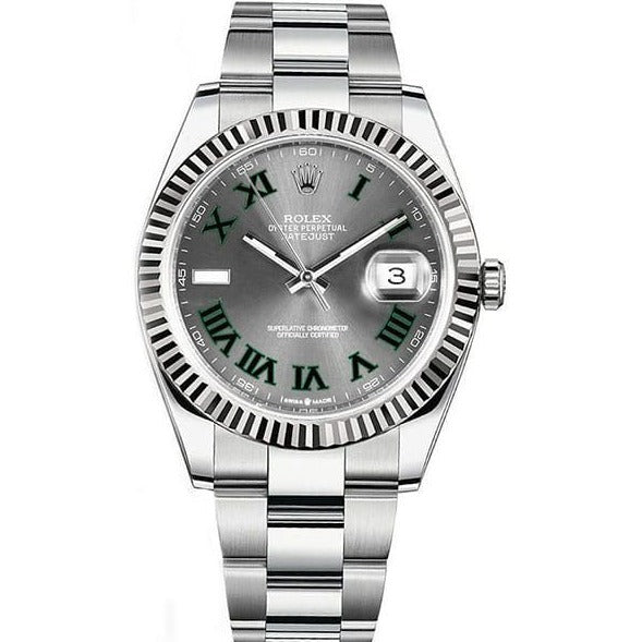 Shop Rolex Datejust 41 Oyster Grey Dial Two Tone Oystersteel & White Gold Steel Strap Watch for Men - M126334-0021 in USA
