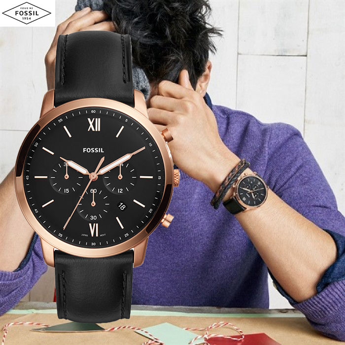 Fossil Neutra Chronograph Black Dial Black Leather Strap Watch for Men - FS5381 Buy Now By Fossil