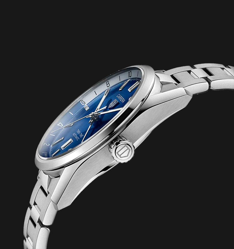 Tag Heuer Carrera Twin Time Blue Dial Silver Steel Strap Watch for Men - WBN201A.BA0640 Buy Now By Tag Heuer