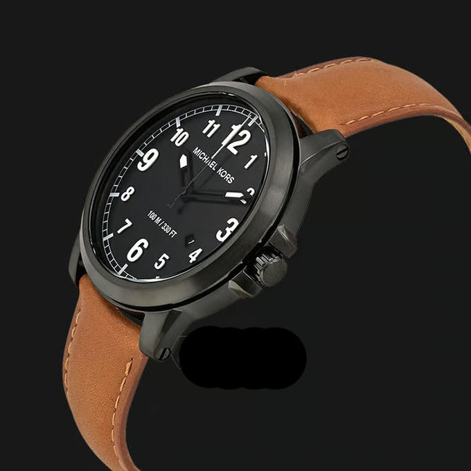 Michael Kors Paxton Analog Black Dial Brown Rubber Strap Watch For Men - MK8502 Buy Now By Michael Kors