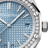 Audemars Piguet Royal Oak Diamonds Light Blue Dial Silver Steel Strap Watch for Women - 15551ST.ZZ.1356ST.04