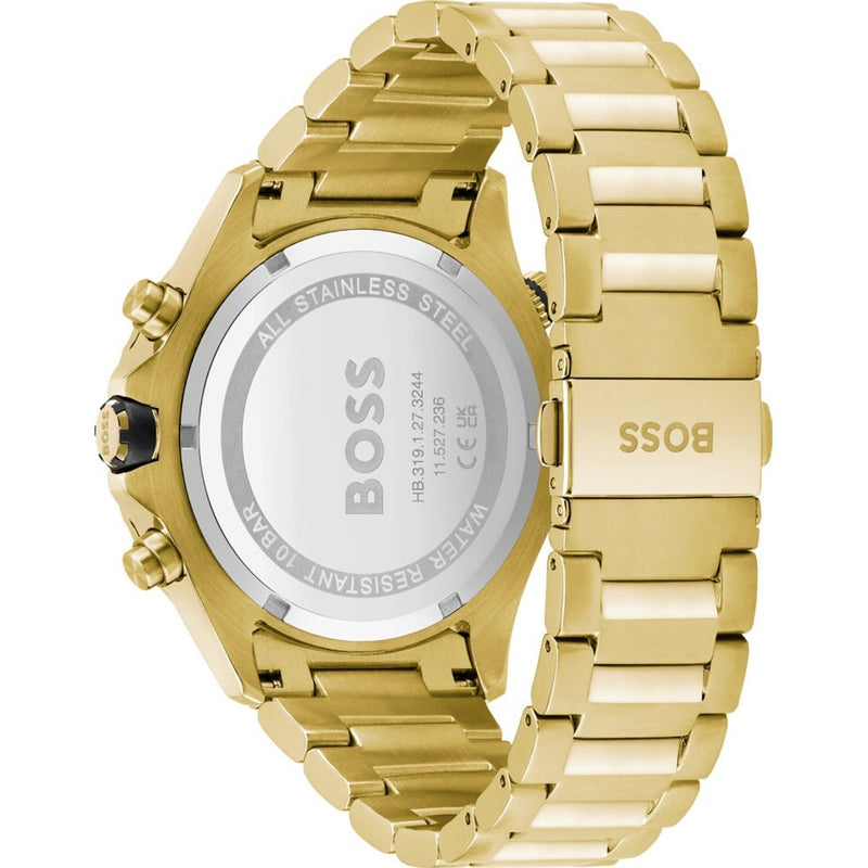 Hugo Boss Globetrotter Chronograph Black Dial Gold Steel Strap Watch for Men - 1513932 Buy Now By Hugo Boss