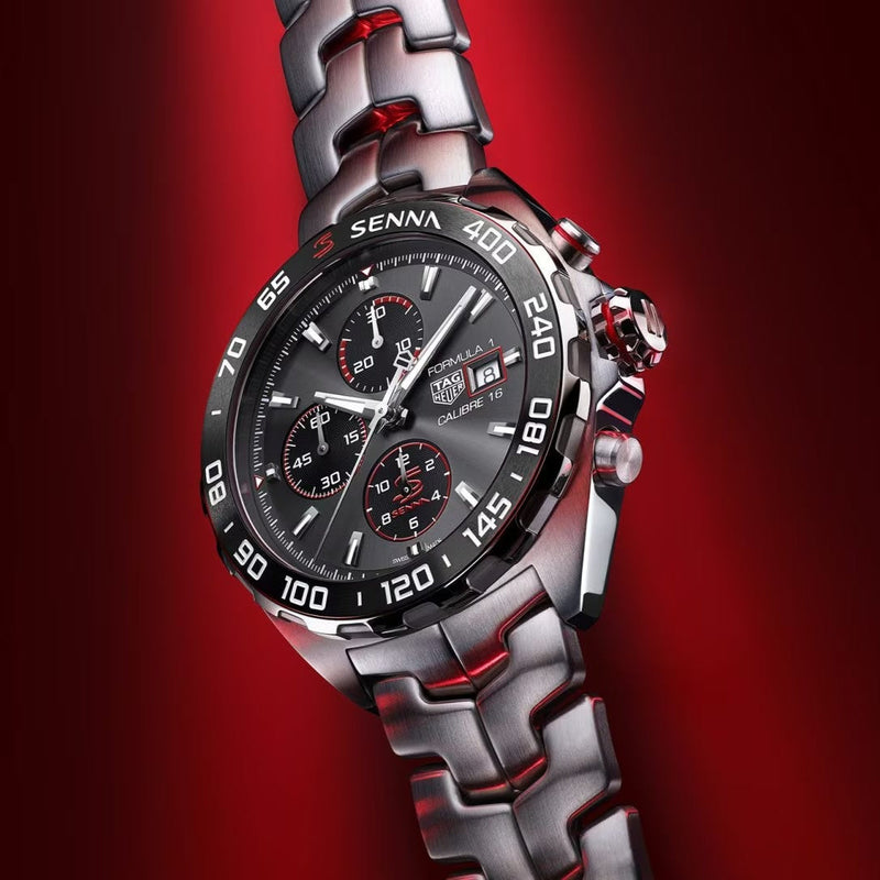 Shop Tag Heuer Formula 1 Senna Limited Edition Black Dial Silver Steel Strap Watch for Men - WAZ1012.BA0883 in USA