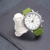 Shop Emporio Armani Chronograph White Dial Green Rubber Strap Watch For Men - AR11022 in USA