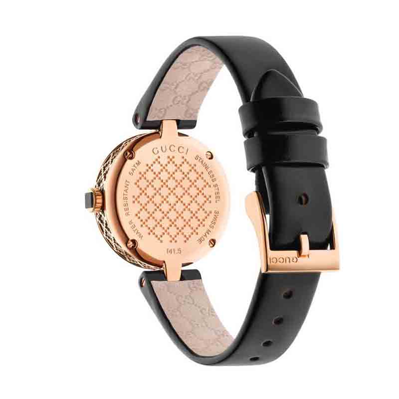 Shop Gucci Diamantissima Quartz Black Dial Black Leather Strap Watch for Women - YA141501 in USA