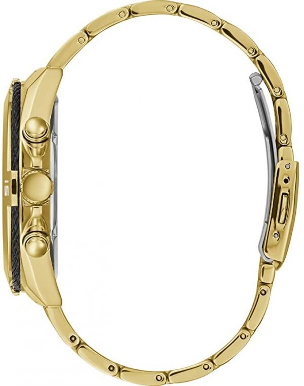 Guess Surge Chronograph Black Dial Gold Steel Strap Watch for Men - W1258G2 Buy Now By Guess
